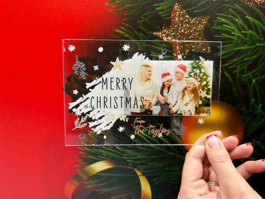 Clear Acrylic Christmas Cards - Design 1