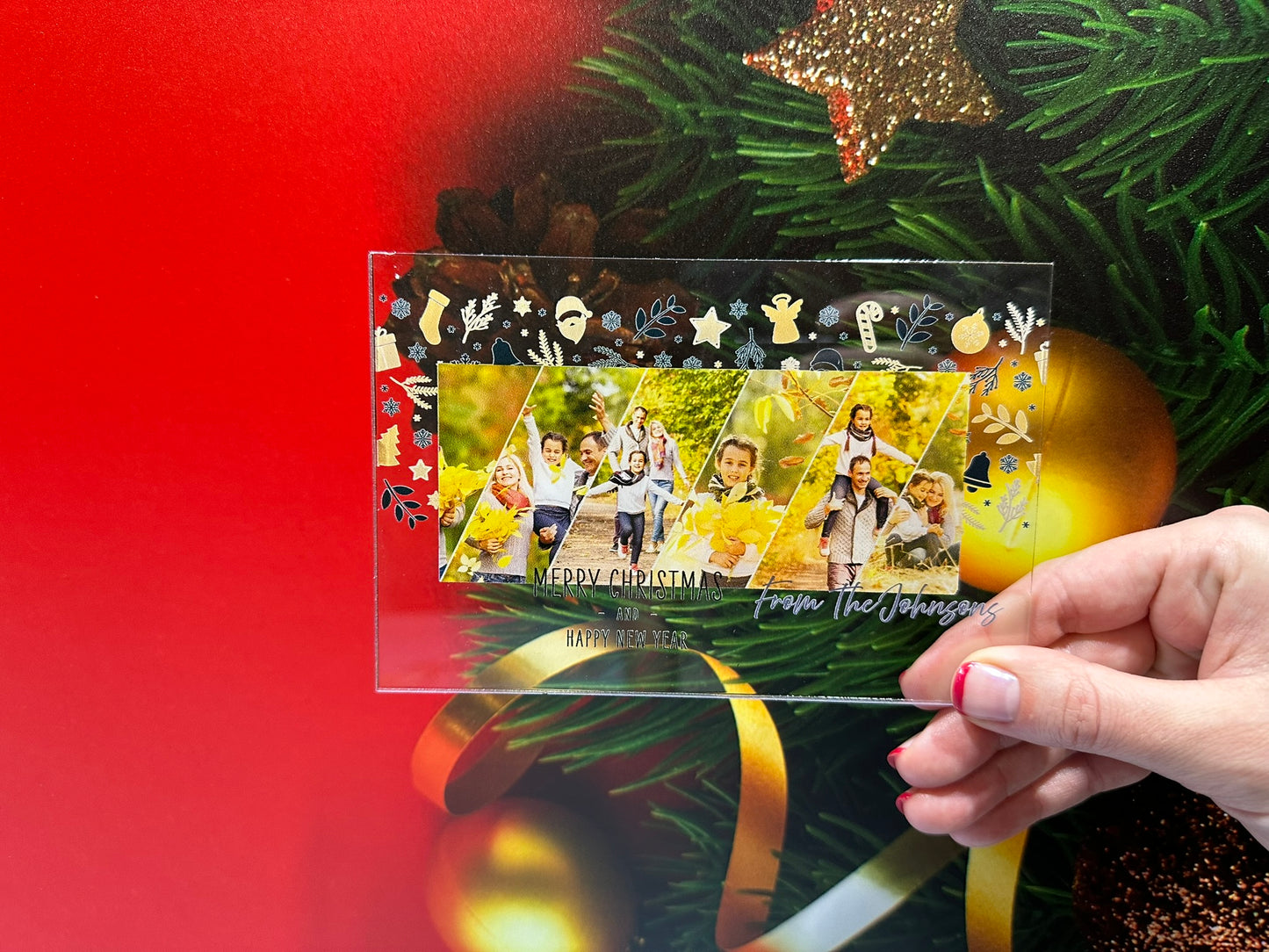 Clear Acrylic Christmas Cards - Design 3