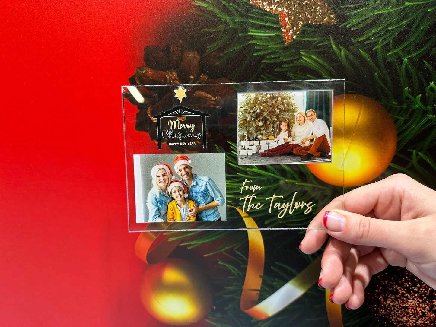 Clear Acrylic Christmas Cards - Design 5