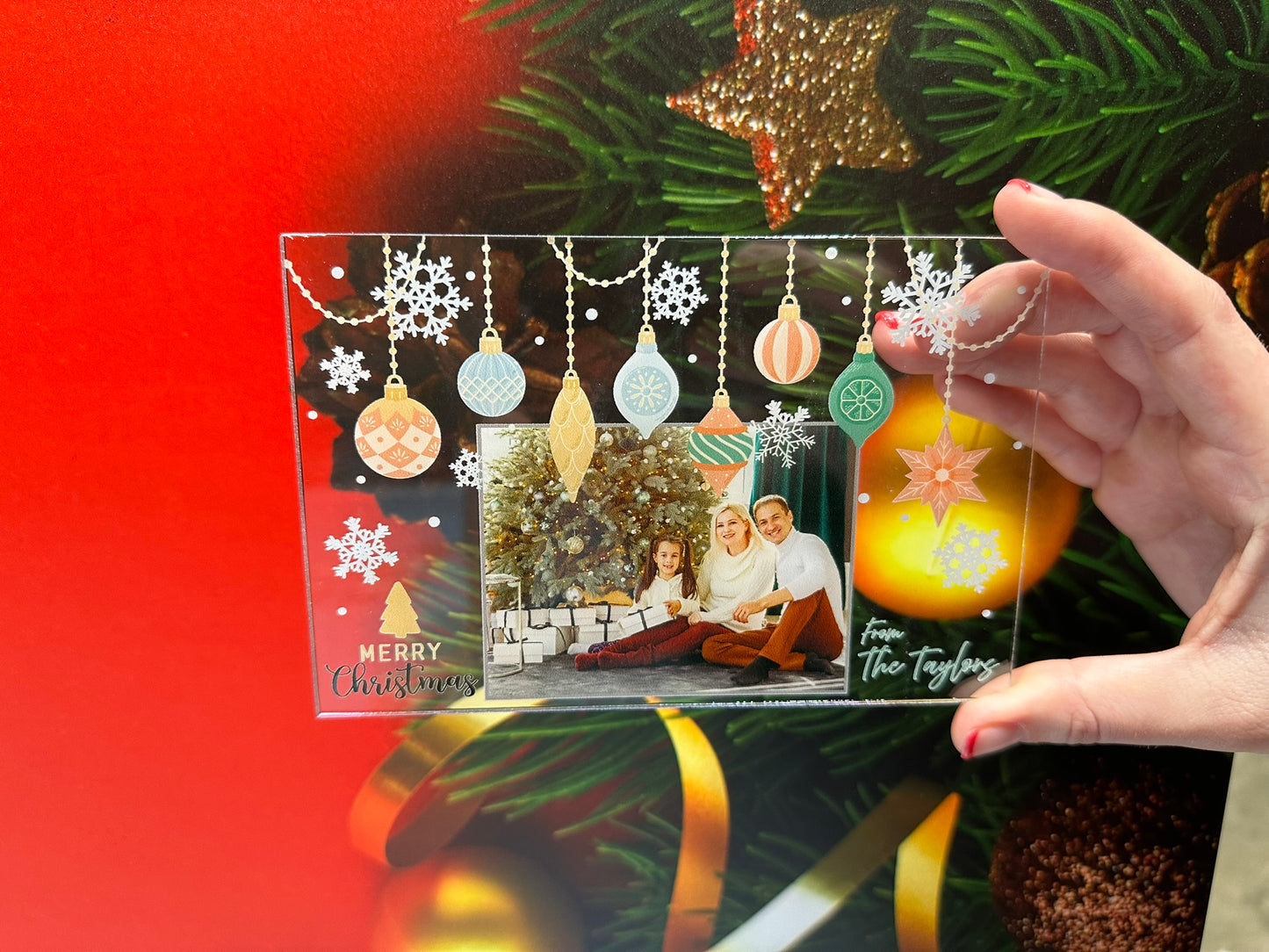 Clear Acrylic Christmas Cards - Design 7